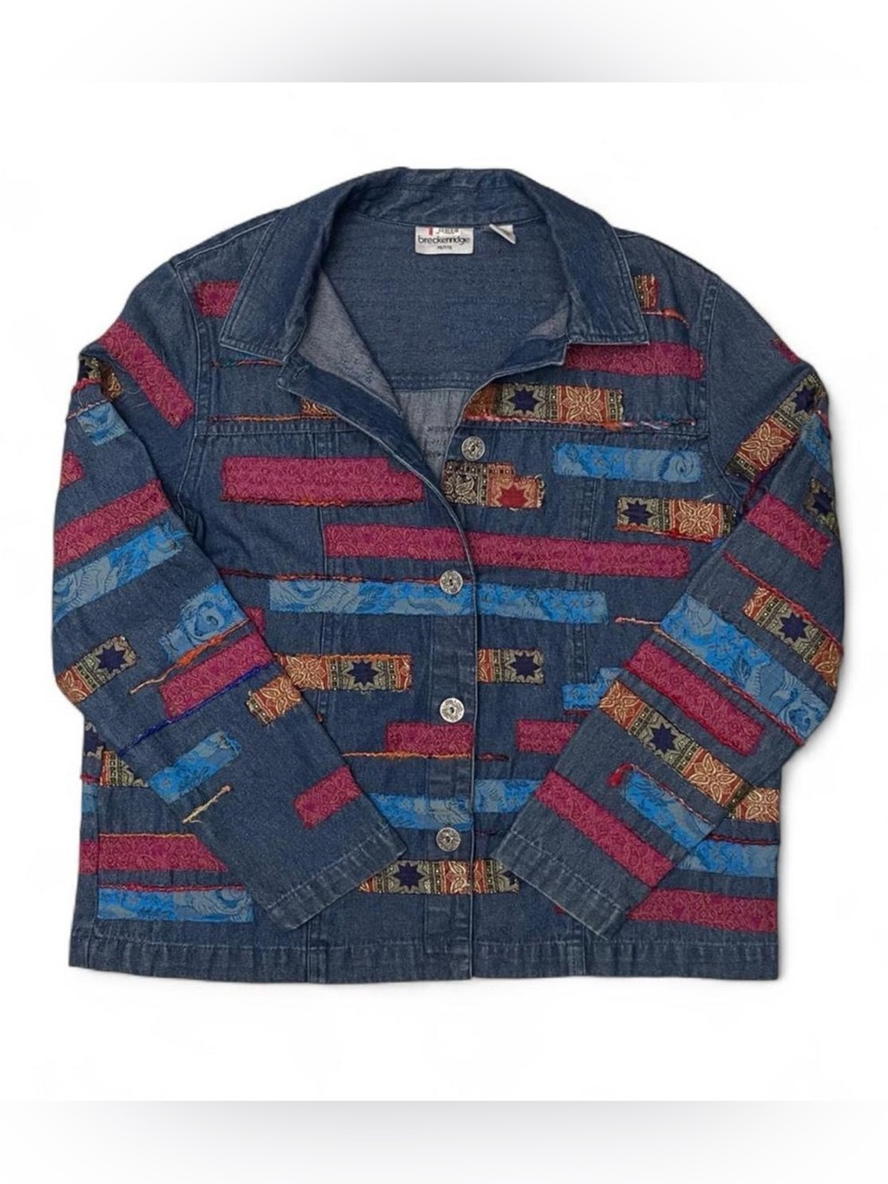 Vintage Breckenridge Art to Wear Patchwork Denim Jacket | Whimsical Quirky